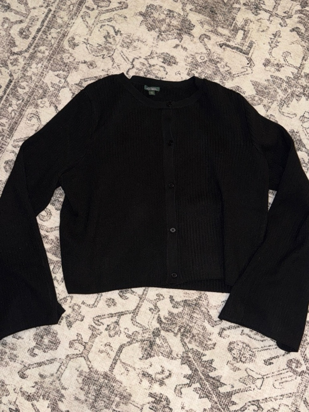wild fable Black Cropped Button-Front Cardigan